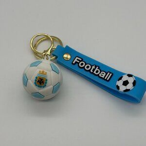 Soccer Ball Keychain with Blue Football Strap – Kids Backpack Charm
